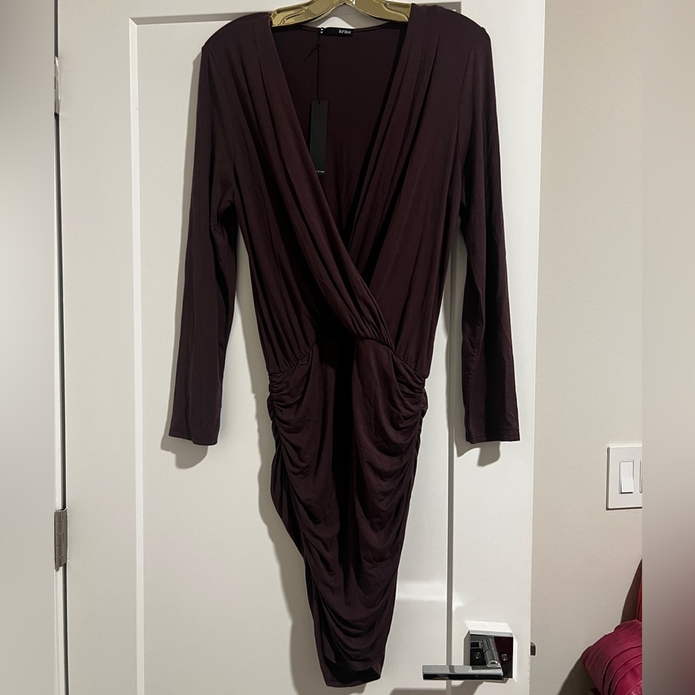 NWT Women’s Revolve Krisa Draped Dress in Deep Purple Large